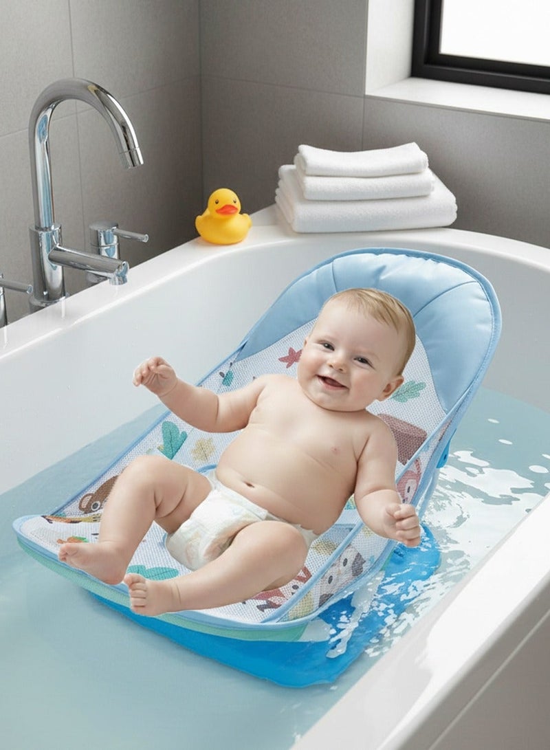 ما بيبي مقعد استحمام قابل للطي للأطفال بثلاثة أوضاع قابلة للتعديل، وحامل استحمام شبكي ناعم مزود بأقدام مانعة للانزلاق، مناسب للأطفال حديثي الولادة وحتى الأطفال الصغار. - Image 1